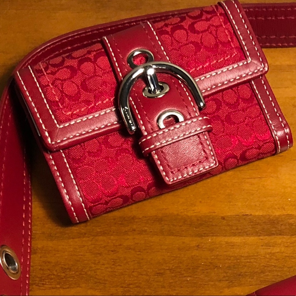 Coach red signature wallet